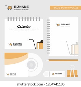 Luggage cart Logo, Calendar Template, CD Cover, Diary and USB Brand Stationary Package Design Vector Template