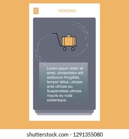 Luggage cart mobile vertical banner design design. Vector