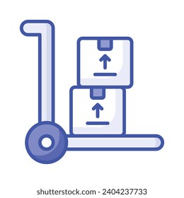 Luggage cart, parcel trolley vector design isolated on white background, dolly icon
