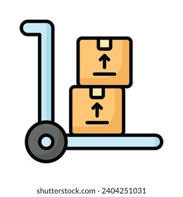 Luggage cart, parcel trolley vector design isolated on white background, dolly icon