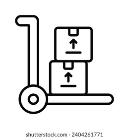 Luggage cart, parcel trolley vector design isolated on white background, dolly icon
