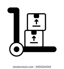 Luggage cart, parcel trolley vector design isolated on white background, dolly icon