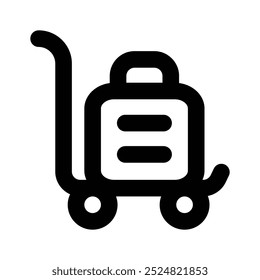 Carrinho de bagagem, projeto vetor de carrinho de encomendas isolado no fundo branco, ícone dolly