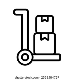 Carrinho de bagagem, projeto vetor de carrinho de encomendas isolado no fundo branco, ícone dolly