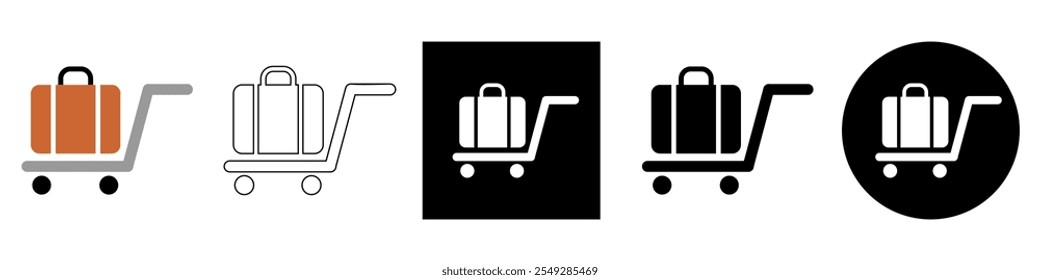 luggage cart, receptionist service vector pictogram sign icon symbol ui and ux design, glyphs and stroke line