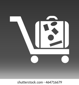 Luggage Cart With Suitcase Vector Icon Illustration