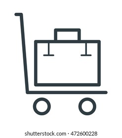 Luggage Cart Vector Icon 