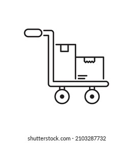 Luggage Cart vector Outline Icon Design illustration. Shipping and Delivery Symbol on White background EPS 10 File