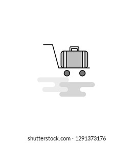 Luggage cart Web Icon. Flat Line Filled Gray Icon Vector