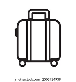 Luggage case black icon. Suitcase airport packing office bag design.