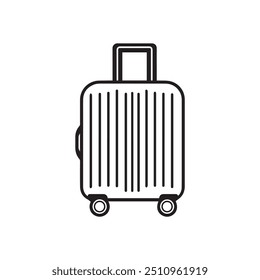 Luggage case black icon. Suitcase airport packing office bag design.