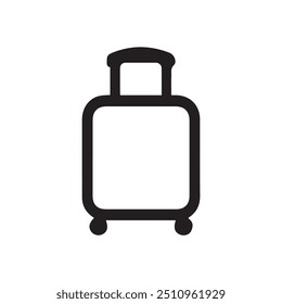 Luggage case black icon. Suitcase airport packing office bag design.