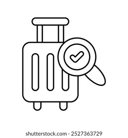 Gepäckschecksymbol mit weißem Hintergrund, Vektorgrafik