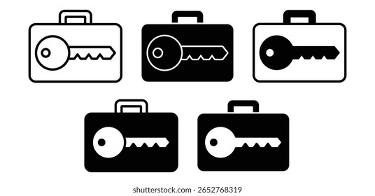 Ícone do compartimento de bagagens Ilustração de design do vetor de símbolos de chave em preto e branco