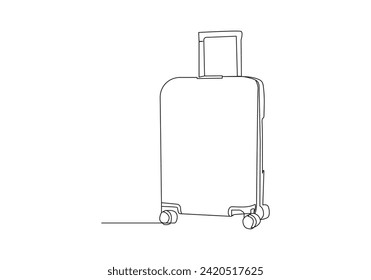 luggage in continuous one line drawing, Single one line drawing hiking backpacks with sleeping bags, Air trip and journey symbol in editable stroke. Doodle vector illustration
