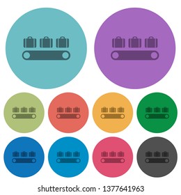 Luggage conveyor darker flat icons on color round background