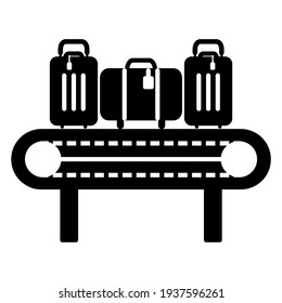 Luggage conveyor icon in modern silhouette style design. Vector illustration isolated on white background.