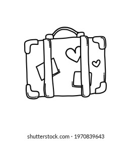 luggage Doodle vector icon. Drawing sketch illustration hand drawn cartoon line.