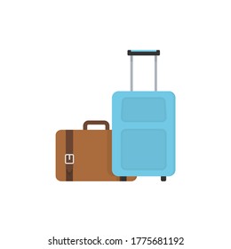 Luggage flat, bag icon, piece of cheese icon, vector illustration isolated on white background