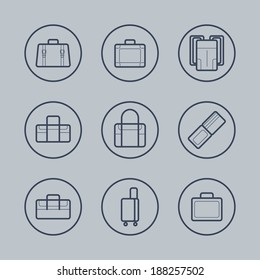 Luggage Flat design thin line icons set. Vector illustration