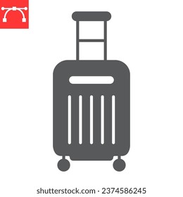 Luggage glyph icon, baggage and tourism, suitcase vector icon, vector graphics, editable stroke solid sign, eps 10.