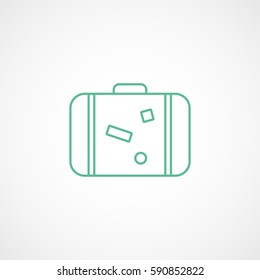Luggage Green Line Icon On White Background