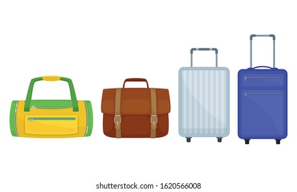 Luggage and Hand Carried Bags Vector Set. Baggage for Journey Collection