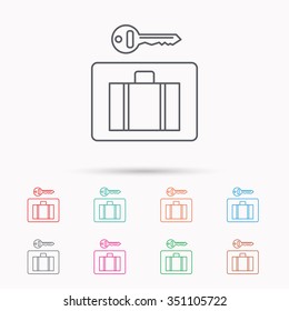Luggage icon. Baggage security sign. Linear icons on white background.