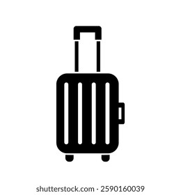 Luggage icon. Black and white travel bag badge. Travel icon on white background. Business Class.