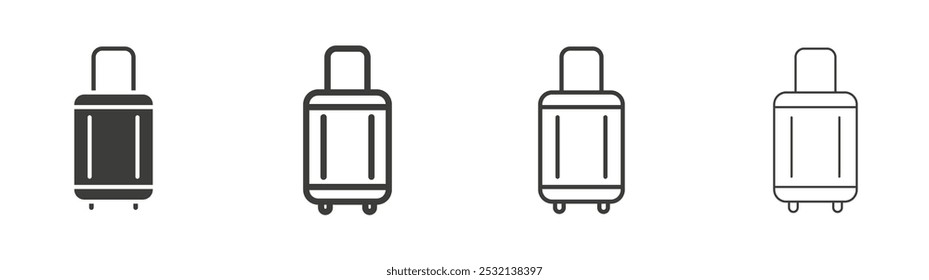 Luggage icon in fill and three stroke sizes