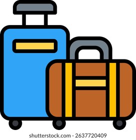 Luggage Icon Lineal Color Vector Illustration