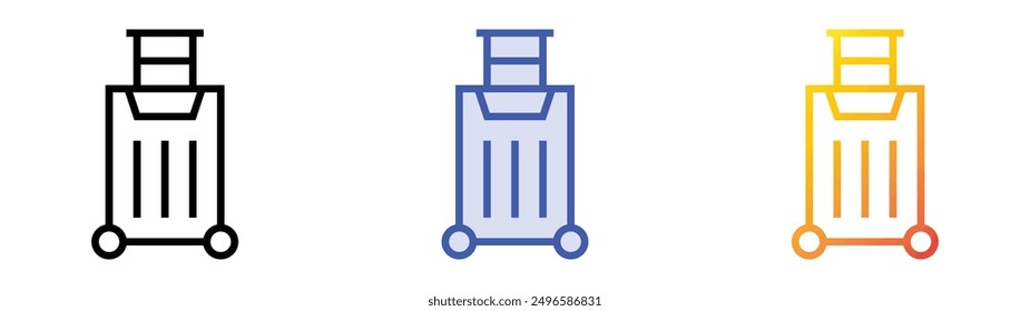 luggage icon. Linear, Blue Fill and Gradient Style Design Isolated On White Background