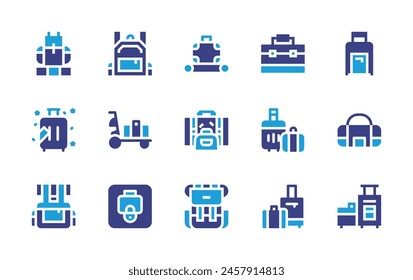 Luggage icon set. Duotone color. Vector illustration. Containing luggage, leftluggage, luggagecart, baggage, backpack, sportbag, briefcase, bag, travel.
