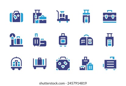 Luggage icon set. Duotone color. Vector illustration. Containing suitcase, luggage, scale, luggagecart, handluggage, briefcase, baggage.