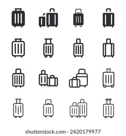 Luggage icon set isolated on white