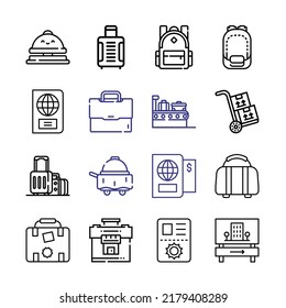 luggage Icon Set with line icons. Modern Thin Line Style. Suitable for Web and Mobile Icon. Vector illustration EPS 10.