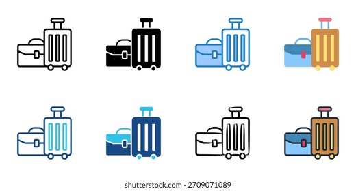 Luggage icon set multiple style vector collection. Editable Stroke 
