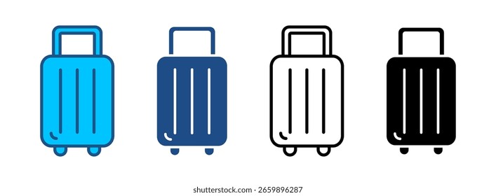 Conjunto de iconos de equipaje con múltiples estilos. Ilustración vectorial