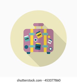 Luggage icon, Vector flat long shadow design. Transport concept.
