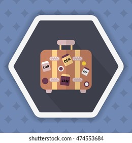 Luggage icon, Vector flat long shadow design. Transport concept.