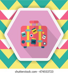 Luggage icon, Vector flat long shadow design. Transport concept.