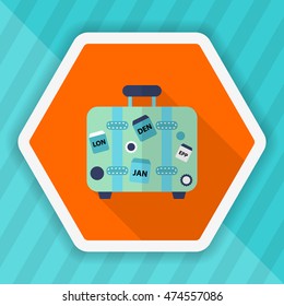 Luggage icon, Vector flat long shadow design. Transport concept.