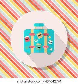 Luggage icon, Vector flat long shadow design. Transport concept.