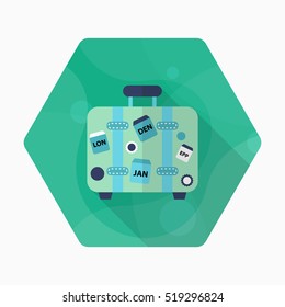 Luggage icon, Vector flat long shadow design. Transport concept.