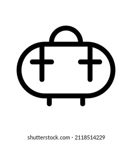 Luggage icon. Vector illustration of thin line icons for travel. Backpack, handbag, suitcase, briefcase, messenger bag, trolley, travel bag.
