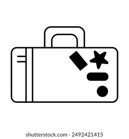Vector del ícono del equipaje sobre fondo blanco