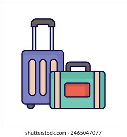 luggage icon with white background vector stock illustration
