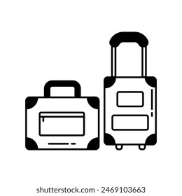luggage icon with white background vector stock illustration