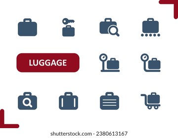 Luggage Icons. Baggage, Suitcase, Briefcase, Travel Icon. Professional, pixel perfect vector icon set.