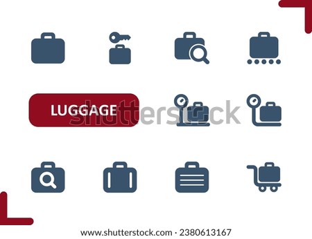 Luggage Icons. Baggage, Suitcase, Briefcase, Travel Icon. Professional, pixel perfect vector icon set.